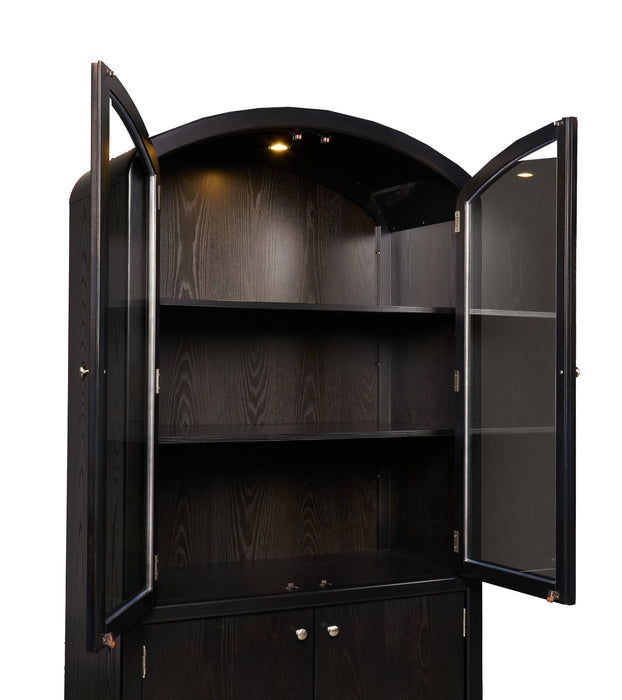 Alma Dining Curio Cabinet with Storage, 42\"W x 78\"H - Charcoal Black
