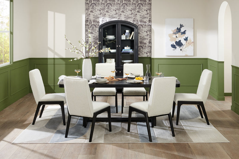 Alma Dining Table with Trestle Base, 86\"W - Charcoal Black