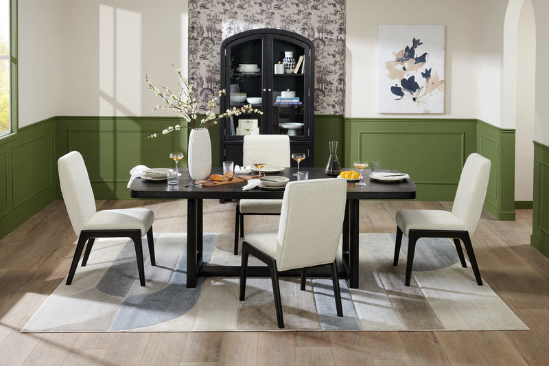 Alma Dining Chair with Boucle Fabric - Charcoal Black & White