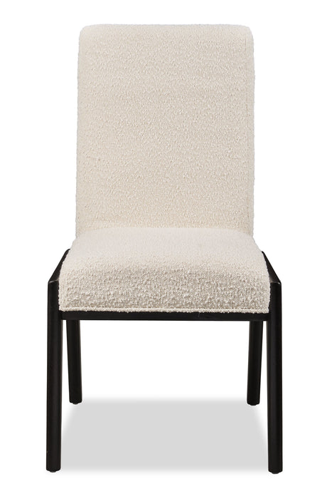 Alma Dining Chair with Boucle Fabric - Charcoal Black & White