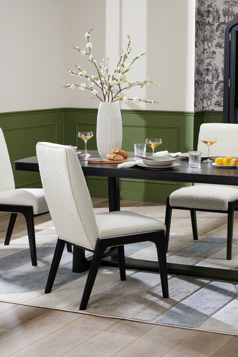 Alma Dining Table with Trestle Base, 86\"W - Charcoal Black