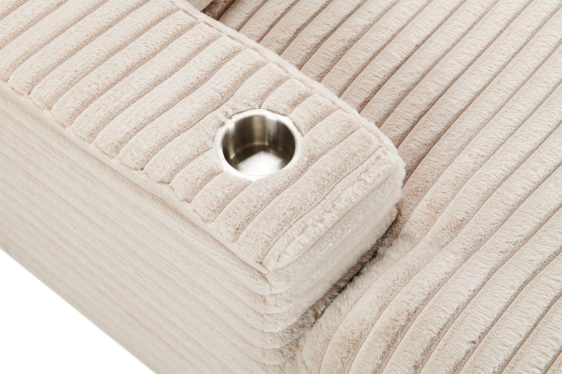 Alto 58\" Ultra Plush Faux Fur Fabric Chaise Lounge with Dual Cupholders and USB Port - Taupe