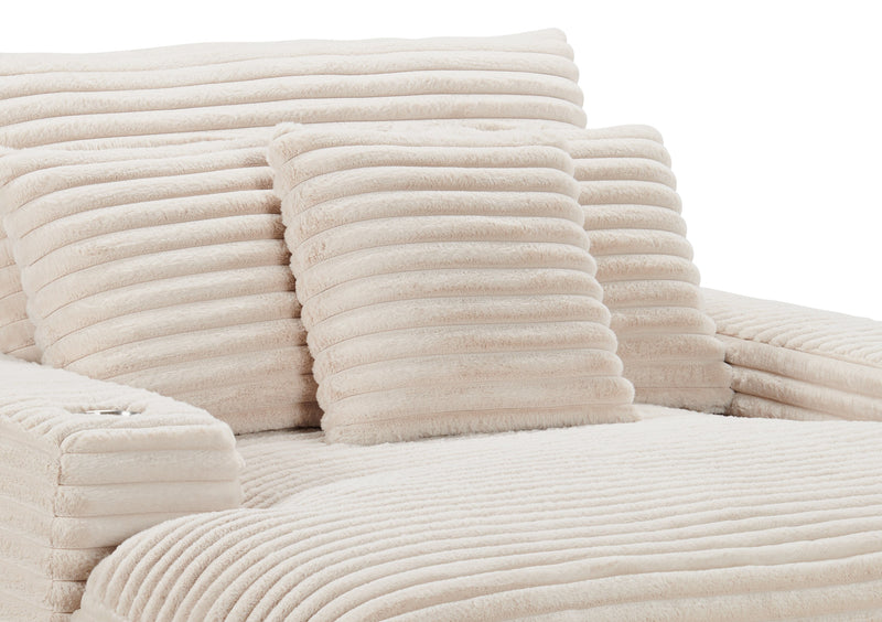 Alto 58\" Ultra Plush Faux Fur Fabric Chaise Lounge with Dual Cupholders and USB Port - Taupe