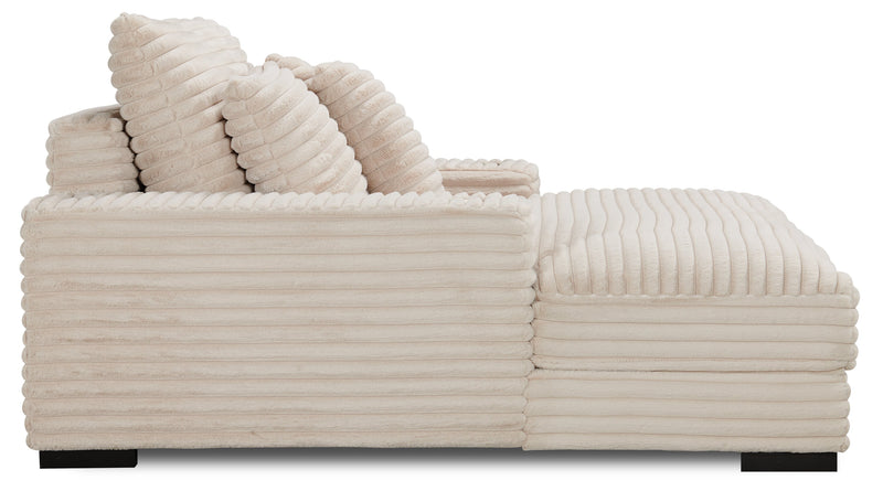 Alto 58\" Ultra Plush Faux Fur Fabric Chaise Lounge with Dual Cupholders and USB Port - Taupe