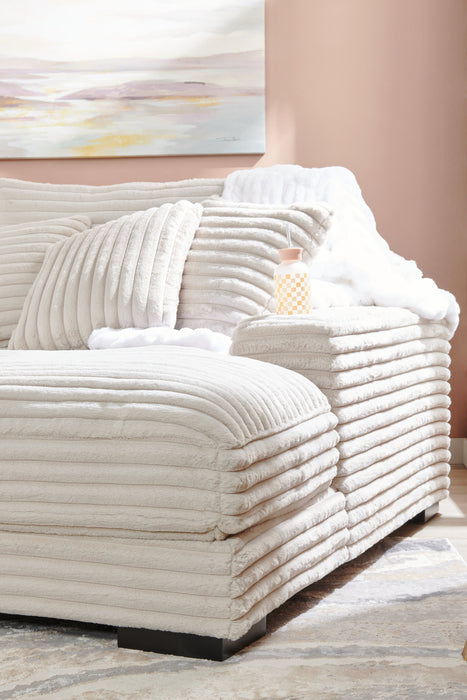 Alto 58\" Ultra Plush Faux Fur Fabric Chaise Lounge with Dual Cupholders and USB Port - Taupe