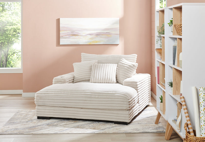 Alto 58\" Ultra Plush Faux Fur Fabric Chaise Lounge with Dual Cupholders and USB Port - Taupe