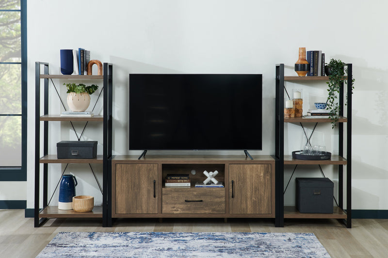 Alvin 66\" Modern 3-Piece Entertainment Centre with Storage and Cable Management for TVs up to 70\"- Hazelnut