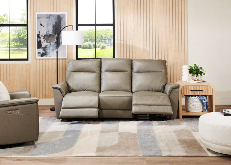 Chateau d’Ax Angelo 84.25\" Genuine Leather Power Reclining Sofa with Power Headrests - Grey