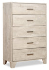 Arbor Bedroom Chest of Drawers, 5-Drawer, 31.5\"W x 48.4\"H - Driftwood White