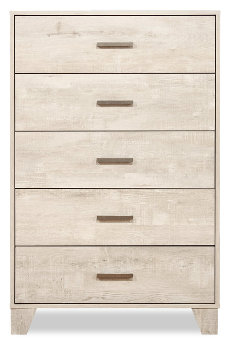Arbor Bedroom Chest of Drawers, 5-Drawer, 31.5\"W x 48.4\"H - Driftwood White