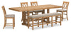 Archer 6pc Counter-Height Dining Package with 72-108\" Extension Table, Bench & 4 Chairs - Light Brown