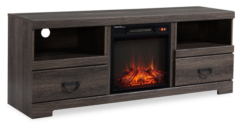 Asher 60\" Rustic Electric Fireplace TV Stand with Storage & Cable Management for TVs up to 65\"- Brown Oak