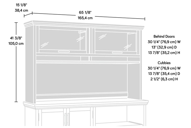 Aspen Post 65.12\" Commercial Grade Office Hutch with 2 Glass Doors - Prime Oak
