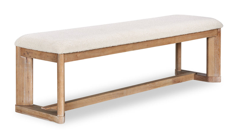 Aspen Dining Bench with Fabric Seat, 64.25\"W - Natural