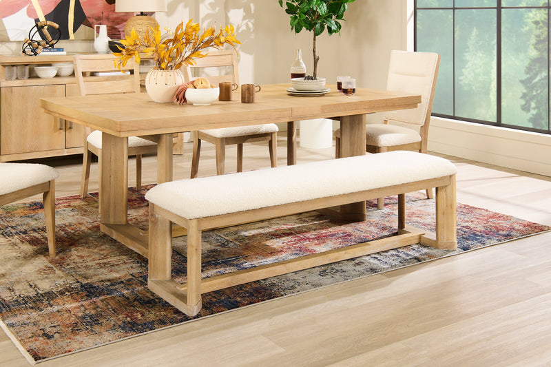 Aspen Dining Bench with Fabric Seat, 64.25\"W - Natural