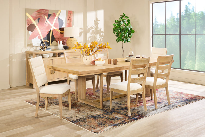 Aspen Dining Table with 80-104\" Extension, Trestle Base - Natural