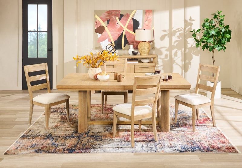 Aspen Dining Table with 80-104\" Extension, Trestle Base - Natural