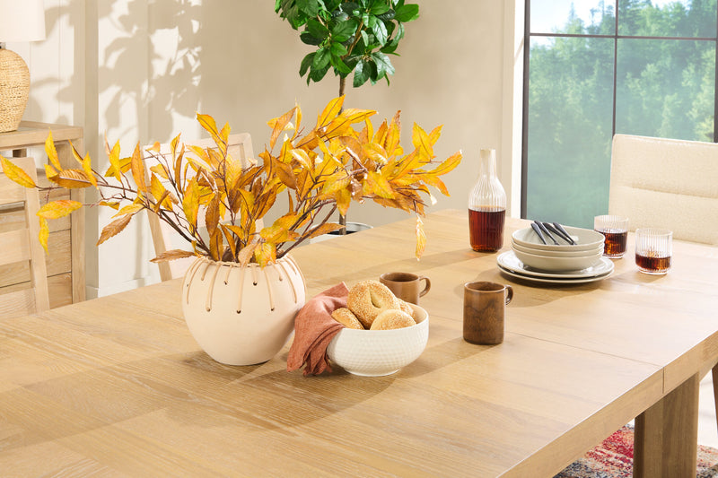 Aspen Dining Table with 80-104\" Extension, Trestle Base - Natural