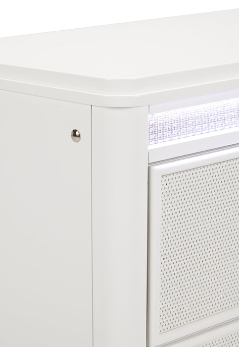 Ava Bedroom 7-Drawer Dresser with LED Light, 67\"W x 39\"H, Glam - White