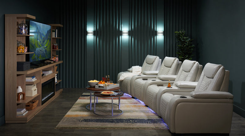 Axel 74\" 3-Piece Entertainment Centre with Electric Fireplace and Storage for TVs up to 85\"- Taupe