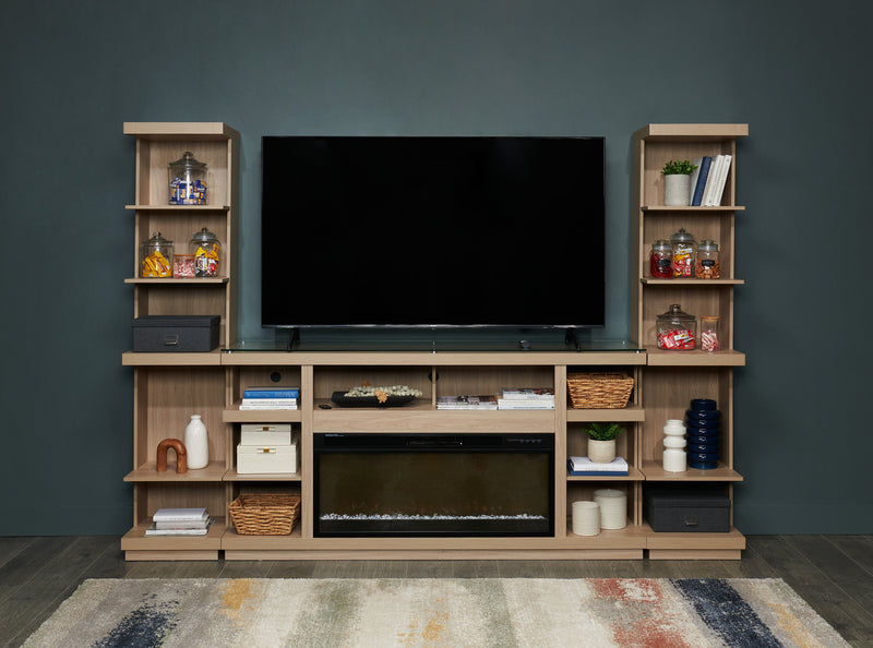 Axel 74\" 3-Piece Entertainment Centre with Electric Fireplace and Storage for TVs up to 85\"- Taupe