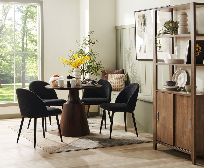 Bali Dining Chair with Boucle Fabric, Metal - Black