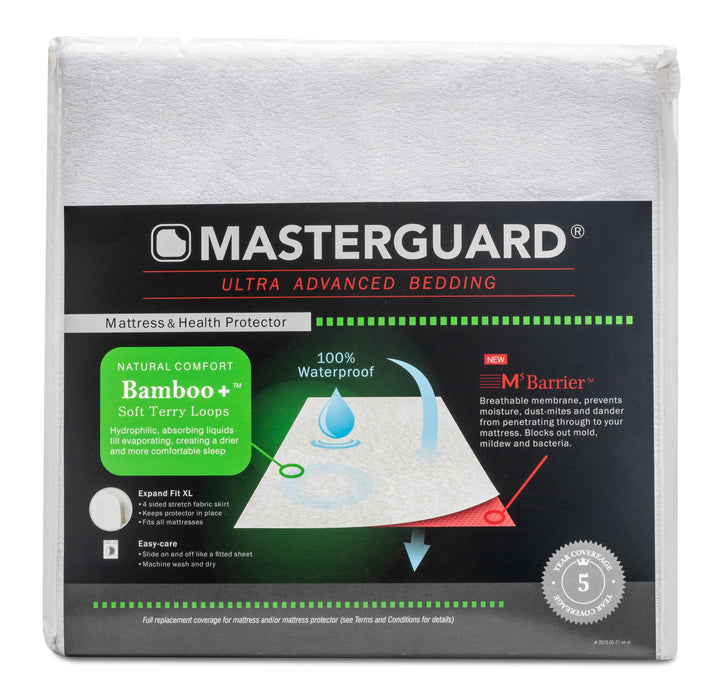 Masterguard® Bamboo™ Queen Mattress Protector with 2 Queen Pillows
