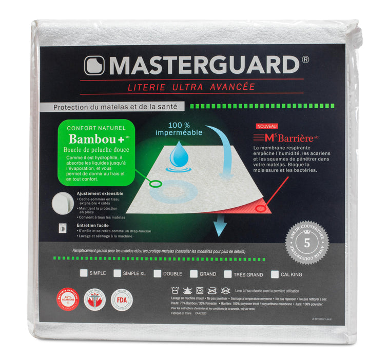 Masterguard® Bamboo™ Queen Mattress Protector with 2 Queen Pillows