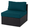 Barbados Armless Outdoor Patio Chair - Hand-Woven Resin Wicker, UV & Weather Resistant - Black/Blue