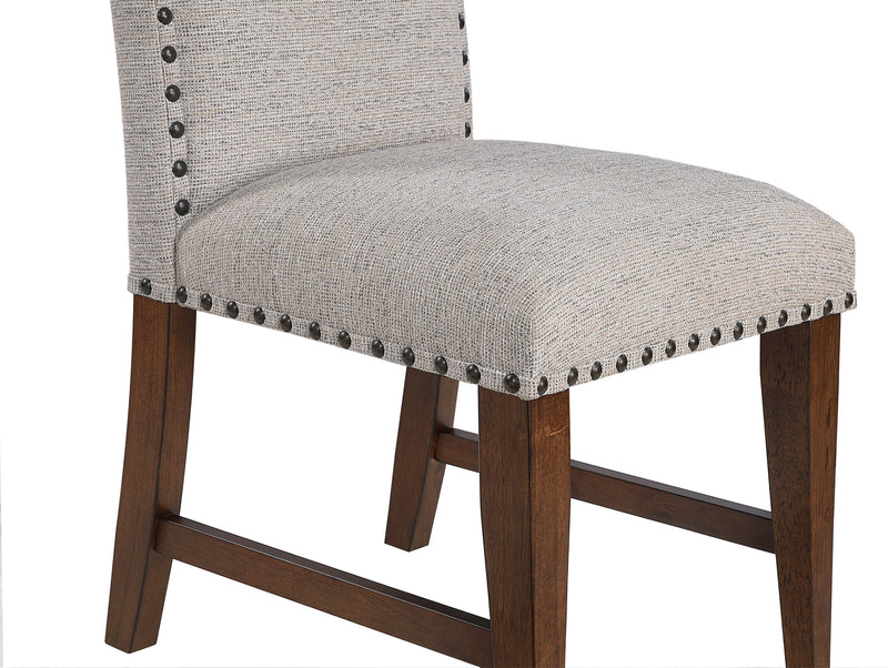 Boden Dining Chair with Polyester Fabric & Nailhead Trim - Beige & Brown
