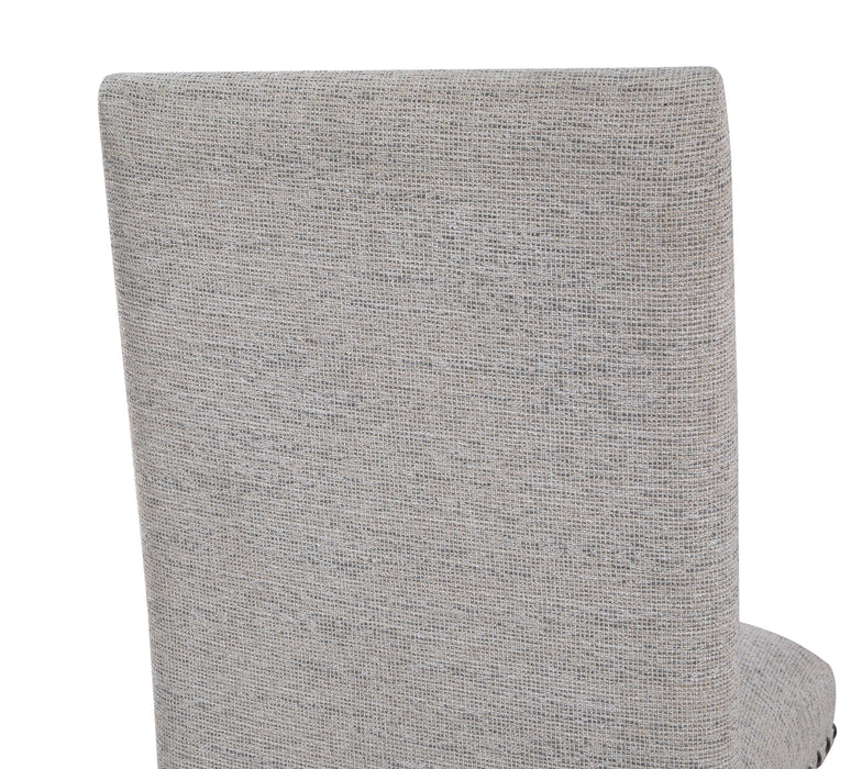 Boden Dining Chair with Polyester Fabric & Nailhead Trim - Beige & Brown
