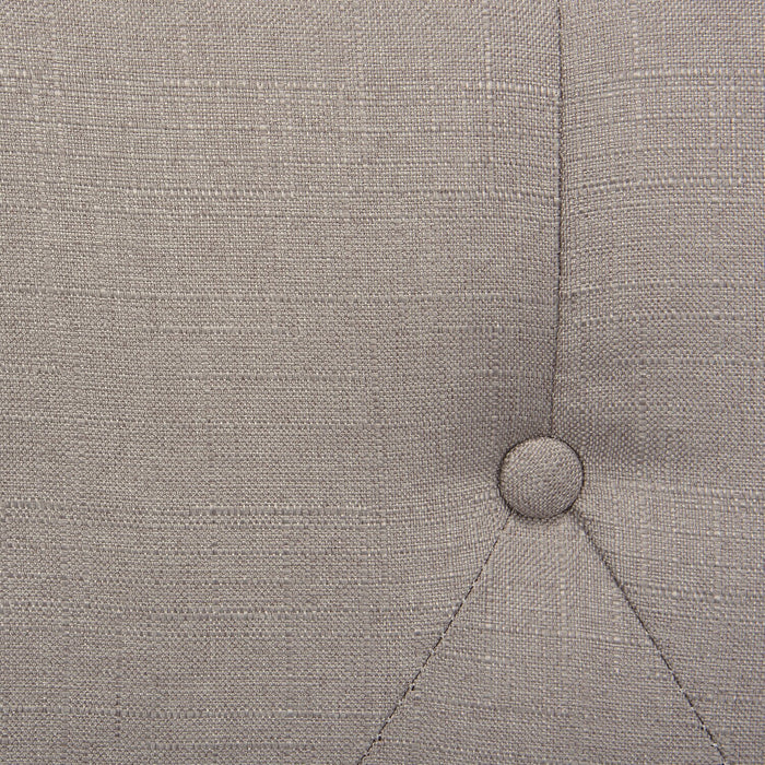 Brady Upholstered Wingback Bed in Light Grey Fabric with Nailhead Design, Button Tufted - Queen Size