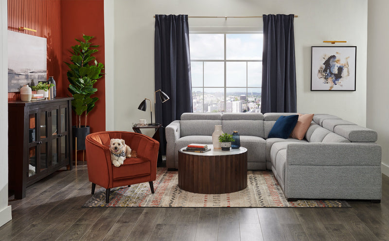 Brinley 29\" Velvet Fabric Accent Chair with Wood Legs - Orange