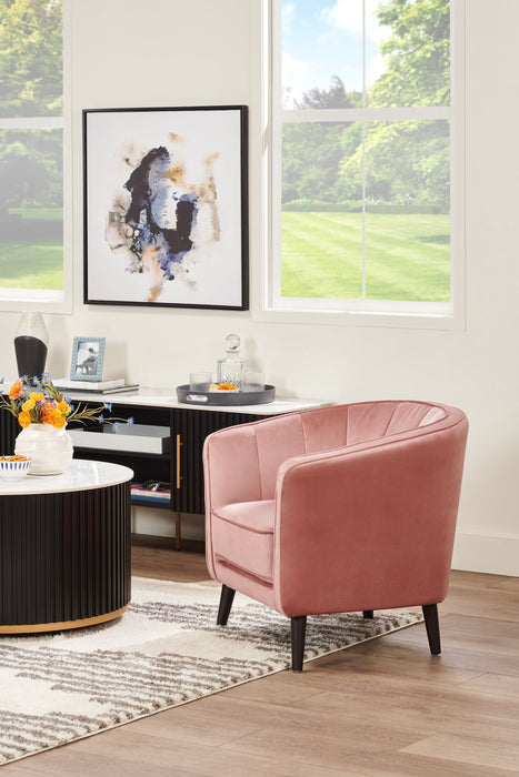 Brinley 29\" Velvet Fabric Accent Chair with Wood Legs - Pink