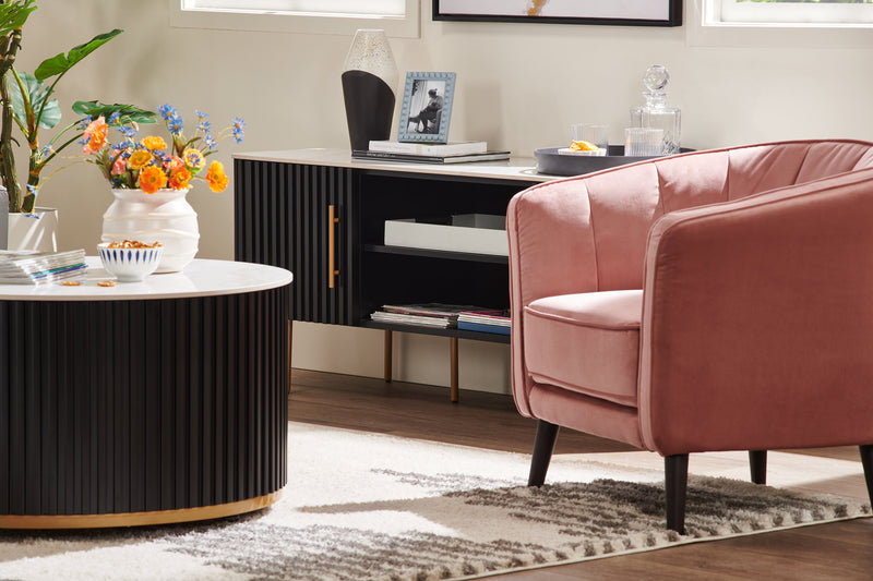 Brinley 29\" Velvet Fabric Accent Chair with Wood Legs - Pink