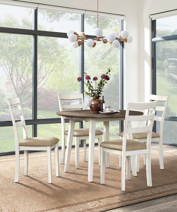 Bryn Drop-Leaf Dining Table, 42\" Round - Two-Tone White & Brown