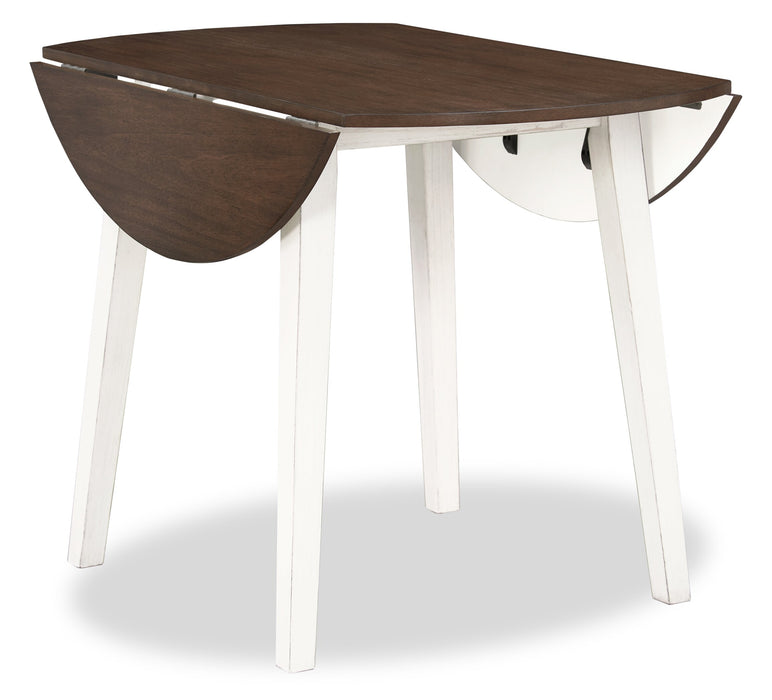 Bryn Drop-Leaf Dining Table, 42\" Round - Two-Tone White & Brown