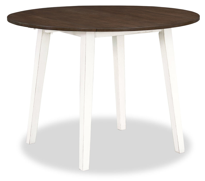 Bryn Drop-Leaf Dining Table, 42\" Round - Two-Tone White & Brown