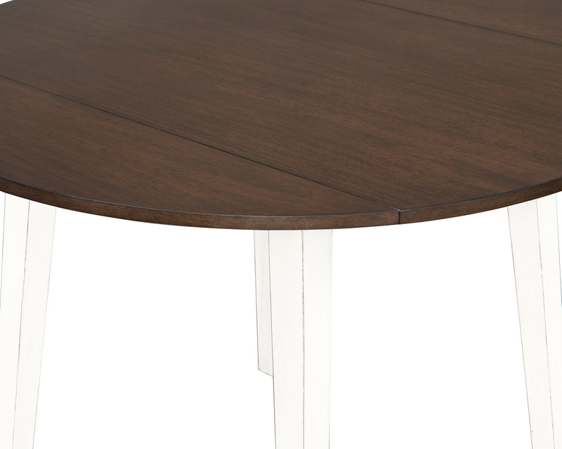 Bryn Drop-Leaf Dining Table, 42\" Round - Two-Tone White & Brown