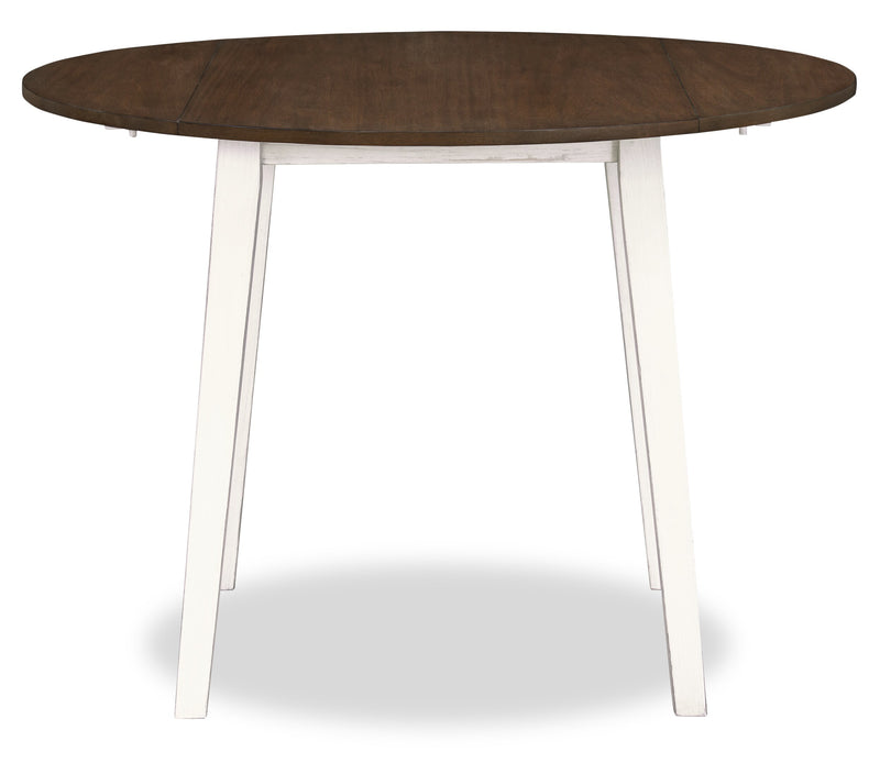 Bryn Drop-Leaf Dining Table, 42\" Round - Two-Tone White & Brown