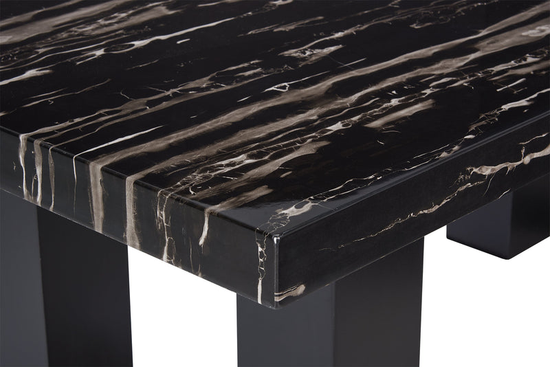 Burk Dining Table with Epoxy Resin Marble-Look Top, 72\"W - Black