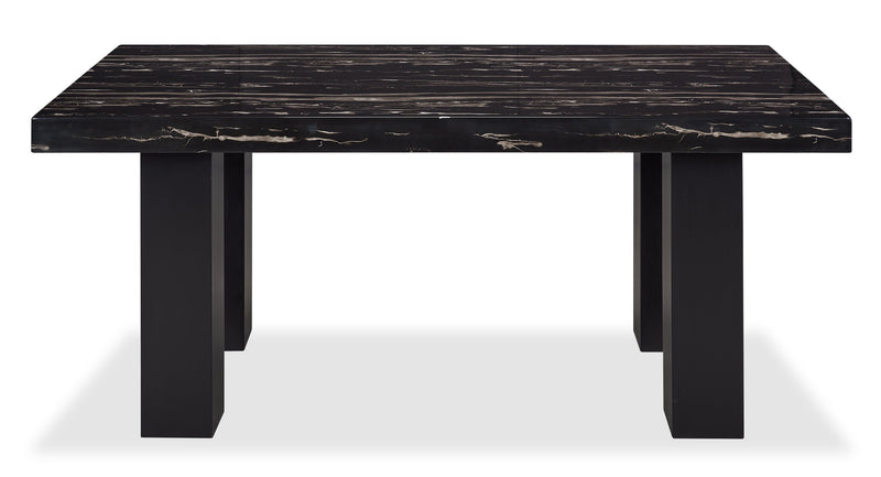 Burk Dining Table with Epoxy Resin Marble-Look Top, 72\"W - Black