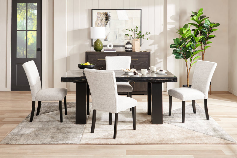 Burk Dining Chair with Polyester Fabric - White