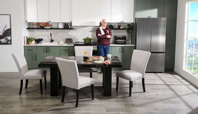 Burk Dining Chair with Polyester Fabric - White