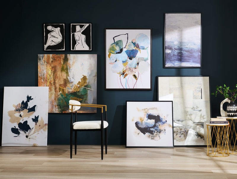 Kort & Co. Capri Dining Armchair with Boucle Fabric & Gold Accent, Metal - White