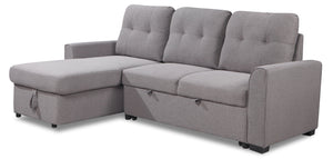 Carter 2-Piece Left-Facing Linen-Look Fabric Sleeper Sectional with Storage Chaise - Solis Grey