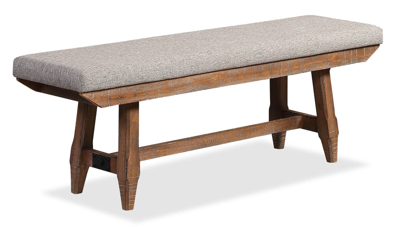 Cedar Dining Bench with Polyester Fabric, Pine Wood, Trestle-Base, 60\"W - Brown