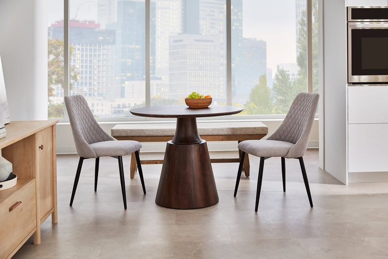 Cedar Dining Bench with Polyester Fabric, Pine Wood, Trestle-Base, 60\"W - Brown