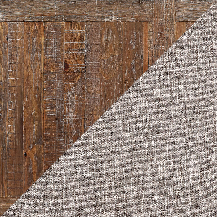 Cedar Dining Bench with Polyester Fabric, Pine Wood, Trestle-Base, 60\"W - Brown