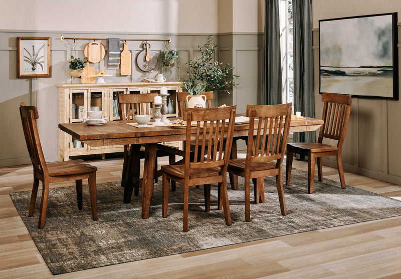 Cedar Dining Table, Pine Wood, Trestle-Base, 72.07\"W - Brown